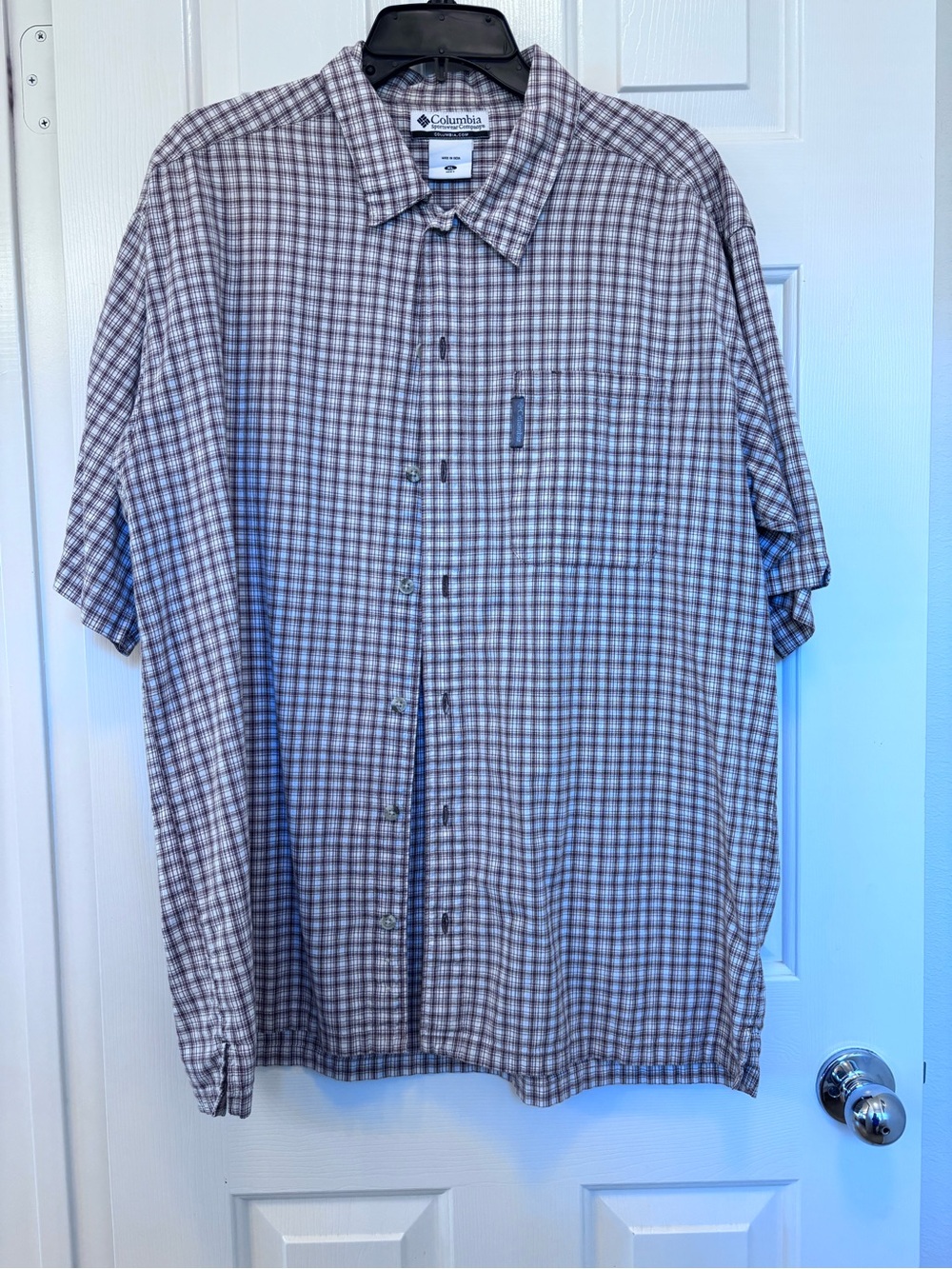 Columbia Men's Short-Sleeve Plaid Button-Up Shirt - Tan, Brown
